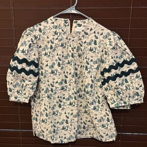 Printed Blouse with Black Accents